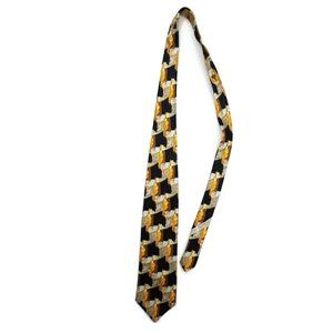 ERMENEGILDO ZEGNA Mens Gold Brown Black Abstract 100% Silk Necktie Made in Italy